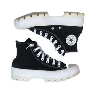 Converse All Star Lugged Platform Sneakers Black and White Women's Sz 6